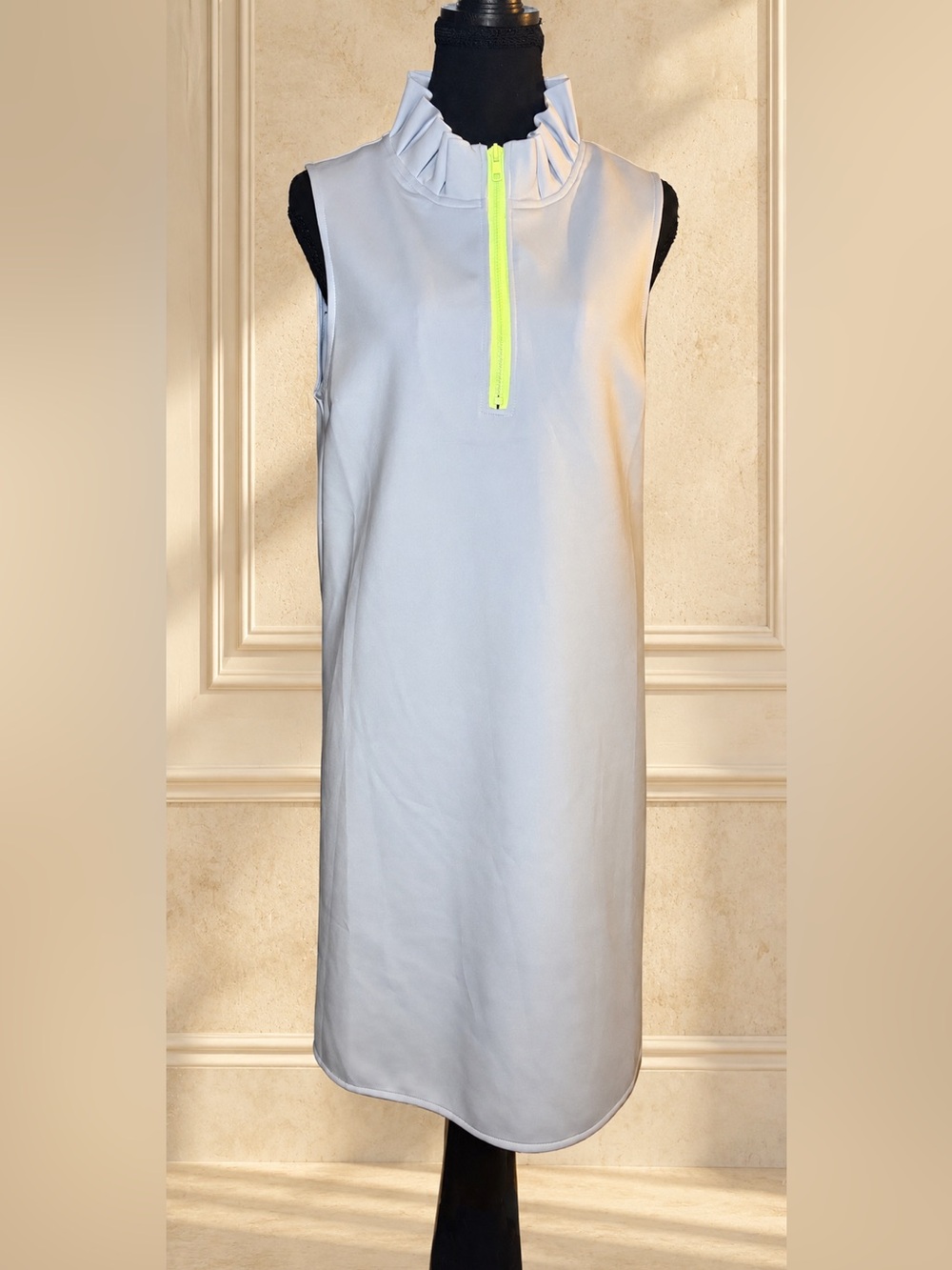 SSYS The Label Powder Blue Ruffle Collar Quarter Zip Shift Dress M
